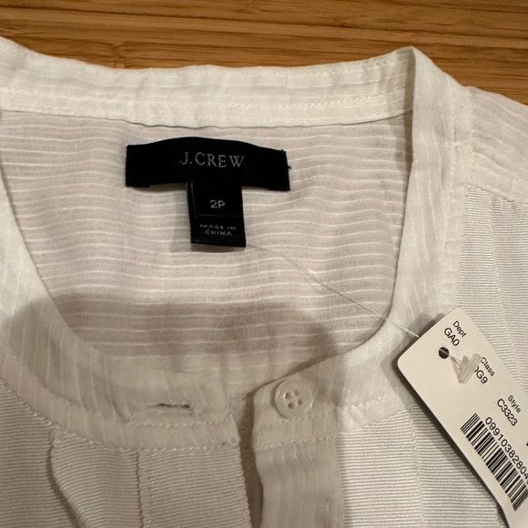 J. Crew White Grosgrain Pleated Button Down Cotton Shirt Size 2P - Picture 3 of 6